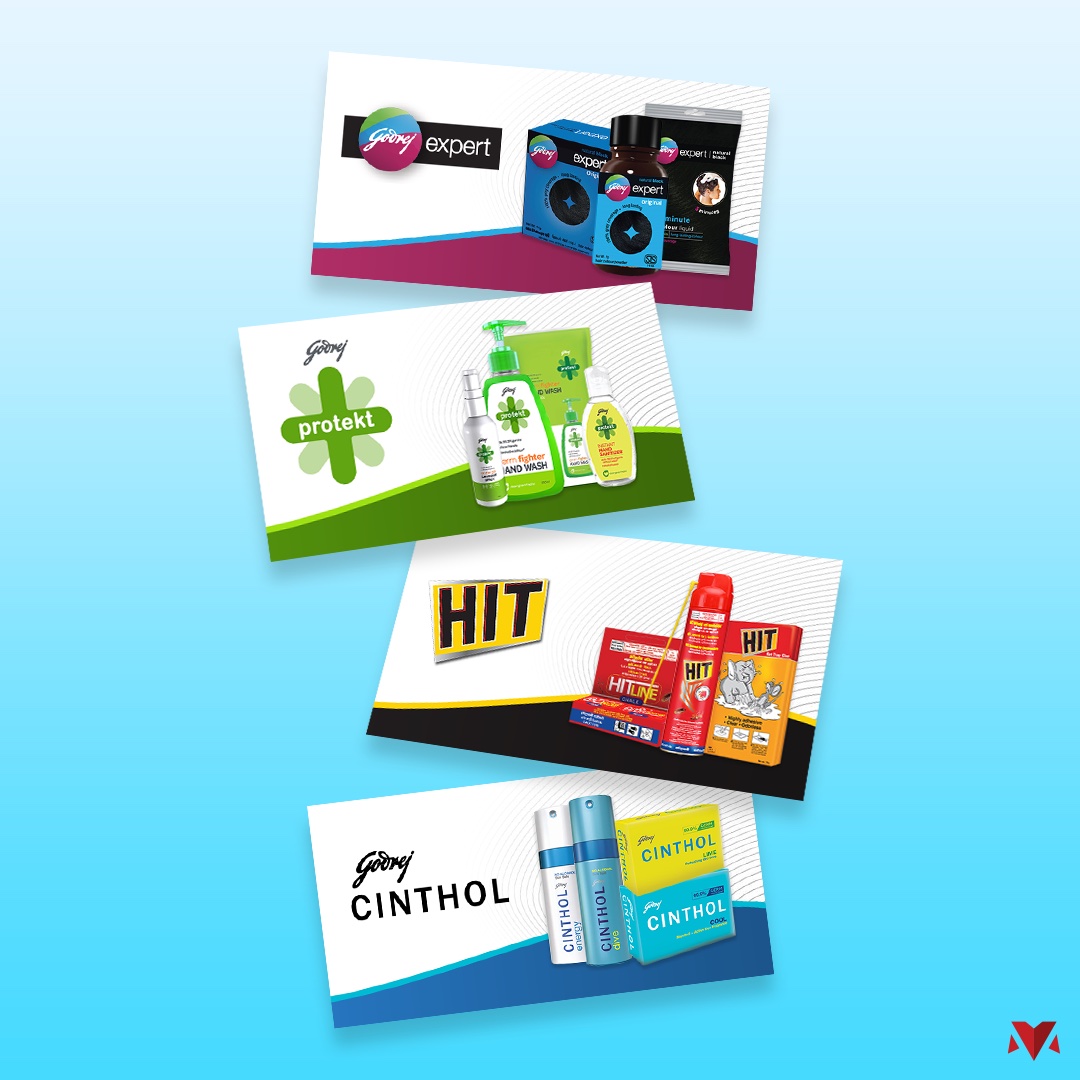 Four Godrej Daraz category banners — Expert, Protekt, HIT, Cinthol