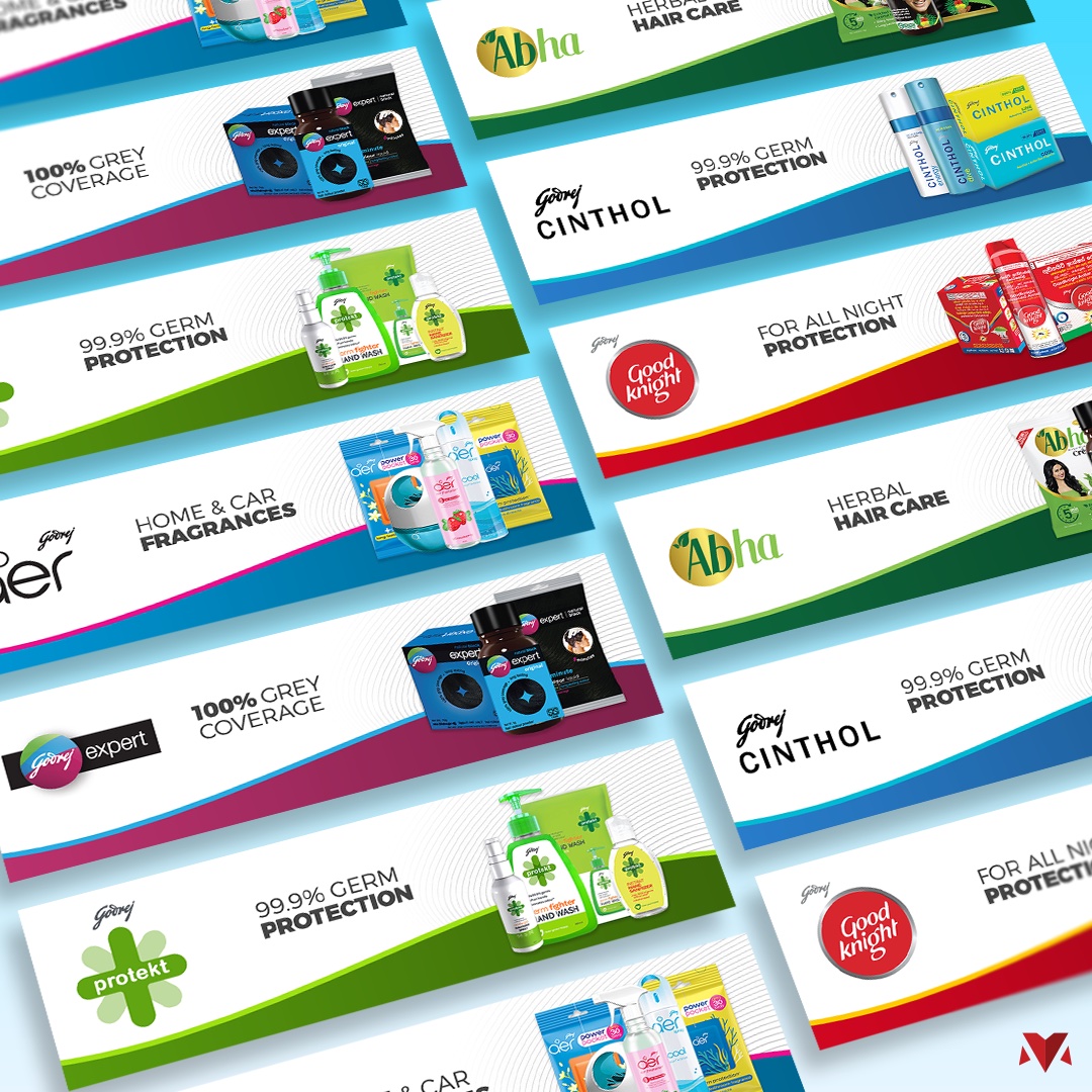 Godrej Daraz category banners with tagline variants