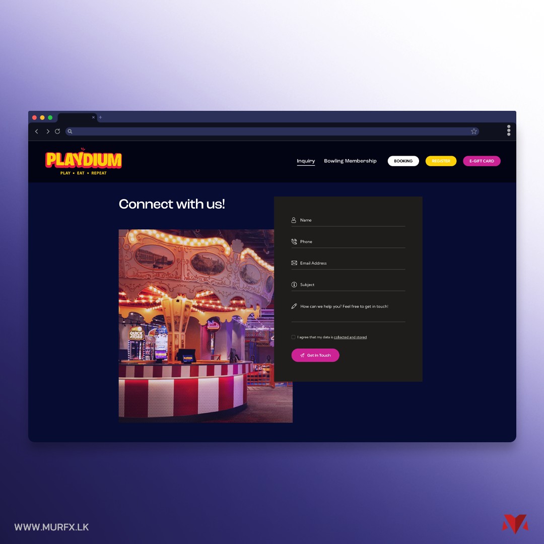 Playdium inquiry form for parties and corporate events