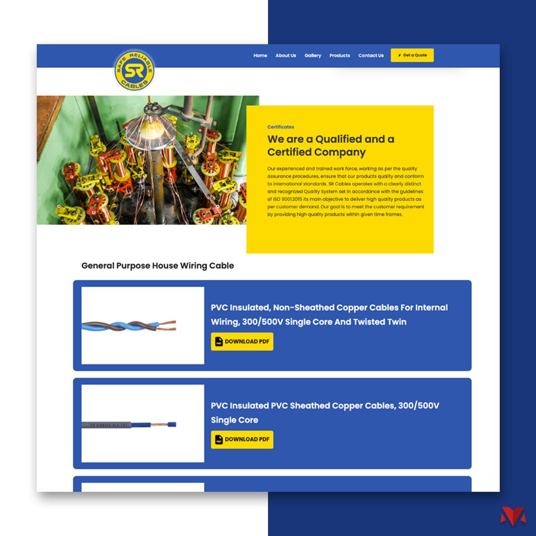 SR Cables product catalog with downloadable spec sheets