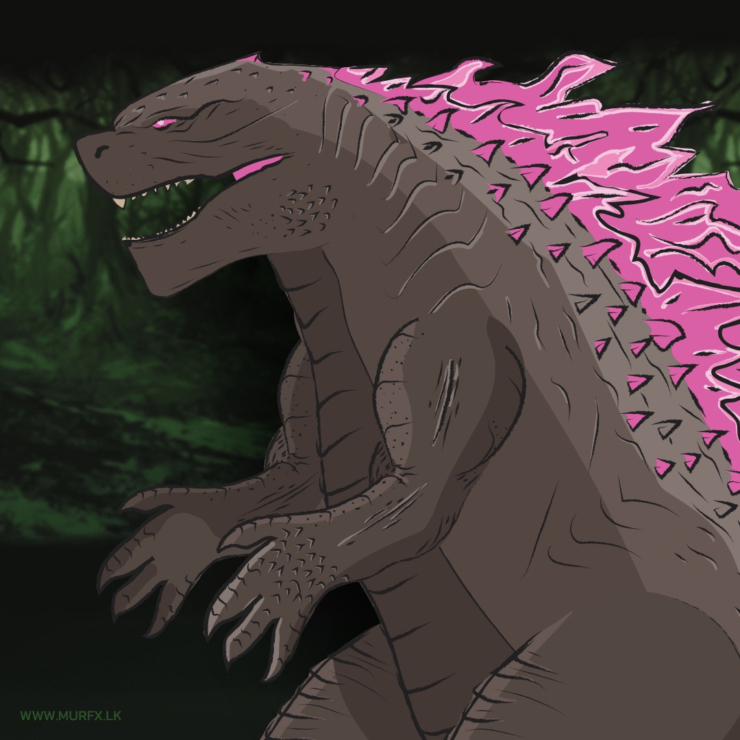 Fully coloured close-up illustration of the first titan in a forest setting