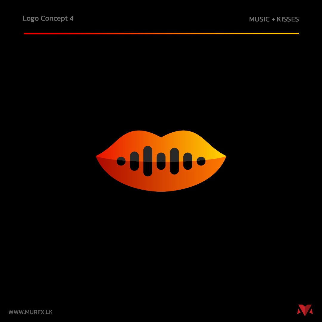 XOXO logo concept 4 — lips with an equalizer bar mouth, the final direction